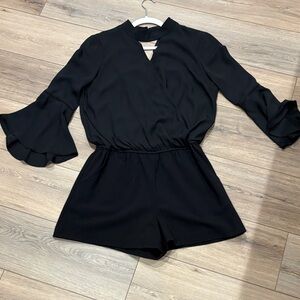 BCX Elegant Black Flare Sleeve Romper